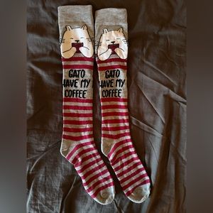 NWOT | “Gato have my Coffee” Knee Socks | Xhilaration